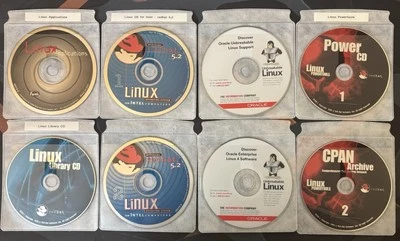 Lot of 8  Red hat Linux CDs (Linux 4 & 5.2, Powertools, Applications, Library) - Image 1 of 4