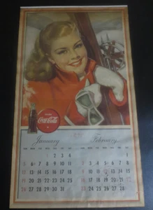 Coca-Cola 1947 Offical Bottlers Calendar Metal Strip Intact Original Authentic - Picture 1 of 16