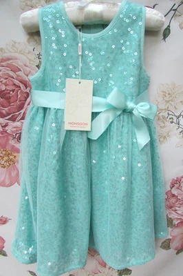 BNWT MONSOON Green Sparkle Sequin Flower Girl Party Occasion Dress 18-24 €53 - Image 1 of 4