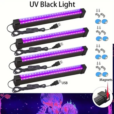 2/4X UV LED Light Bar Blacklight 395nm USB Magnetic for Glow Party DJ Club Stage - Image 1 of 4