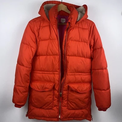 Chaqueta Abrigo J Crew Factory Rojo/Rosa Para Mujer Puffer Bolsillos con Capucha Cálido XS Foto 1 de 4