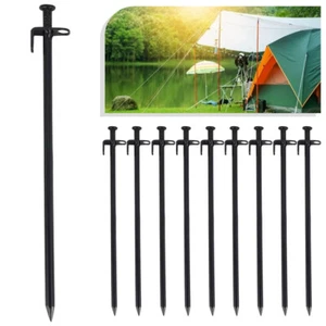 10x Picchetti Acciaio Resistenti 9,8" Solidi Campeggio Viaggio Tenda Pali Terra Ancoraggio Unghie - Foto 1 di 11