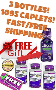 3-pack Equate Sleep-Aid Caps 25 mg1095 Ct FREE SHIPPING! & BONUS -FREE ZzzQUILL! - Picture 1 of 12