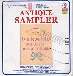 House a Home Sampler tela estampada por Jack Dempsey aguja artículo de arte 171-38 - Imagen 1 de 2