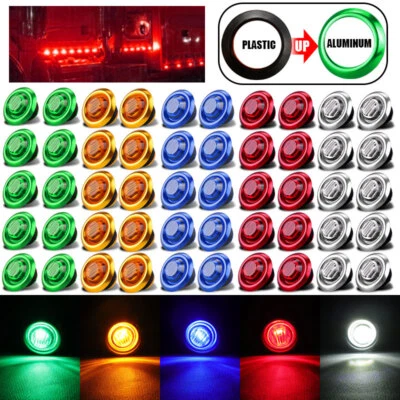 10X Round 3/4" LED Side Marker Light Clearance Lamps Trailer Truck Lorry 12V 24V - Image 1 of 4