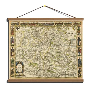 Ancient 1626 Old Antique Decorative map of Bohemia Canvas Magnetic Wooden Hanger - Picture 1 of 17