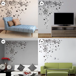 Butterflies Vine Swarovski Flower Quotes Wall Sticker Home Nursery Room Decor - Picture 1 of 42