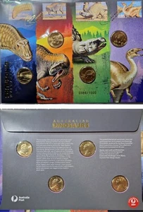 2022 Australian Dinosaurs 4 Coin Gold Foil IMPRESSION PNC D I N O Privy .../1000 - Picture 1 of 2