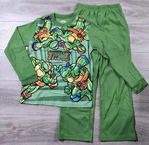 Teenage Mutant Ninja Turtle Pajamas Boys Large 10-12 Green PJ Shirt Pant Gift - Picture 1 of 6