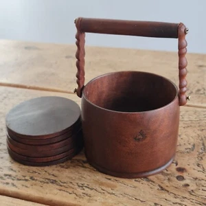 Round Wooden Cup Coasters, Table Decor, Hand-Carved, Natural, Gift - Picture 1 of 5