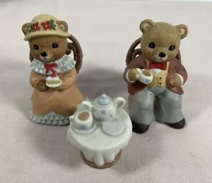 Juego de 3 estatuillas vintage de osos de la hora del té Homco interiores para el hogar #1401 - Imagen 1 de 4