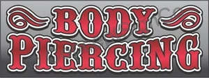 2'X5' BODY PIERCING BANNER Outdoor Indoor Sign Tattoos Shop Art Jewelry Ink Red - Picture 1 of 3