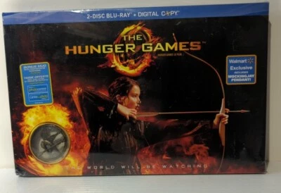 The Hunger Games Movie Blu Ray Walmart Exclusive with Mocking Jay Pendant New - Image 1 of 2