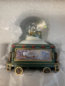 Bradford Exchange Thomas Kinkade weißer Weihnachtstraum Mini Schneekugel Zugwagen - Bild 1 von 4