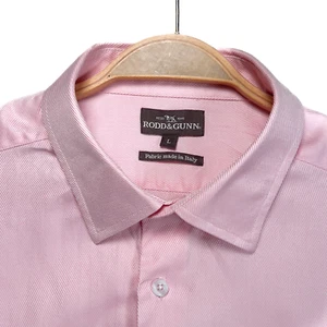 Rodd & Gunn Mens Shirt 100% Cotton Long Sleeve Size L Pink Fabric Made in Italy - Picture 1 of 15