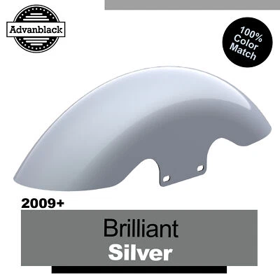 Brilliant Silver Holeshot Performance 19" Short Front Fender Fits Harley 09+ - Image 1 of 4