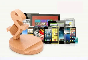 Holz Niedlich Handyhalter iPhone Tisch Ständer für iPhone Samsung Huawei Handys - Bild 1 von 5