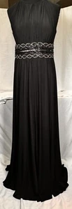 R&M Richard’s Sleeveless Long Halter Gown With Beaded Waist Sz 10 - Picture 1 of 9