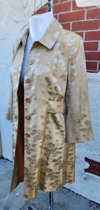 $189 NEW Medium MACY'S INC Gold brocade button long coat cocktail party wedding - Picture 1 of 24