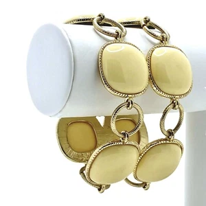 Banana Republic kühn klobig goldfarben Metall Knebelarmband cremefarbene Fahrerhäuser - Bild 1 von 8
