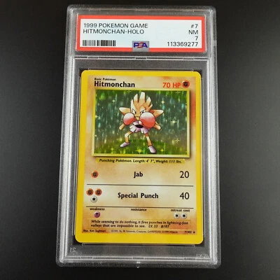 PSA 7 Hitmonchan 7/102 Base Set 1999 Holo Rare Graded Pokemon Card - Image 1 of 3
