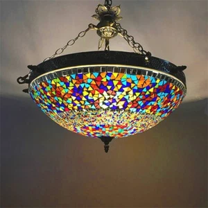 Stained Glass Pendant Light Turkish Colorful Hanging Lamp Art Decor Chandelier - Picture 1 of 11