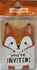 Woodland Fox Birthday - Baby Shower - Fall Party Invitations 8 Cards Pop Up NEW! - Picture 1 of 2