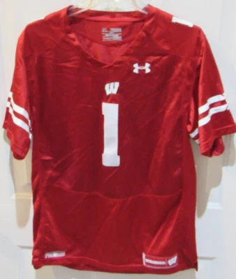 CAMISETA DE FÚTBOL UNDER ARMOUR UW WISCONSIN BADGERS # 1 NCAA juvenil talla XL cosida Foto 1 de 4
