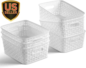Set of 6 Plastic Storage Baskets - Small Pantry Organizer Basket Bins - House... - Picture 1 of 12