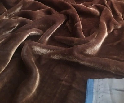 Cocoa Brown Silk Velvet Fabric by the Yard, 1/2 Yard, 1/4 Yard, 45" Wide - Image 1 of 2