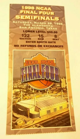 1998 Final Four Semi Ticket Kentucky Utah North Carolina Stanford Basketball Cover