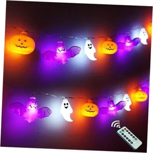 Halloween String Lights, 16.4FT 30 LED Pumpkin Bat Ghost Battery Orange - Picture 1 of 8