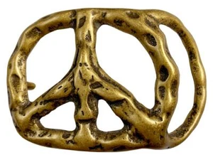 Antik Gold Vintage Peace Zeichen einzigartige Gürtelschnalle passt 1-1/2" breiten Riemen - Bild 1 von 4
