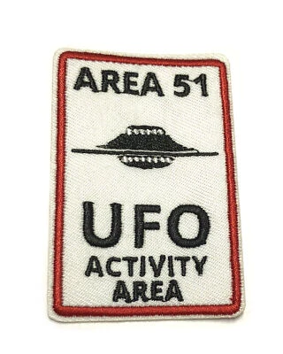 UFO Area 51 Patch Embroidered Iron-on Applique  X-Files Flying Saucer Space - Image 1 of 3