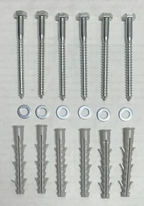 24 of 5/16 x 3 1/2" Lag Screws Zinc Plated Steel-Washers-Plastic Anchors - Picture 1 of 5