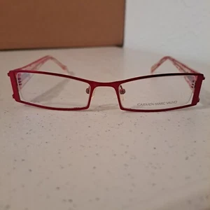 Carmen Marc Valvo Eyeglasses Lourdes Red Rectangular *FRAMES ONLY i-63 - Picture 1 of 12