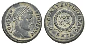 ROMAN EMPIRE-90, CONSTANTIUS I (307-310 d.C.), FOLLIS HERACLEA, BRONZE. GVF. - Picture 1 of 1
