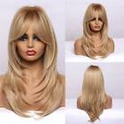 Long Dark for Women Root Ombre Highlights Blonde Hair Wigs with Bangs