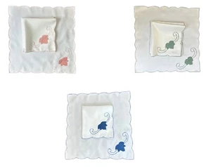 Table Napkins Kitchen Dining Serviettes Leaf Design 18" x 18" Blue Green or Pink - Picture 1 of 12