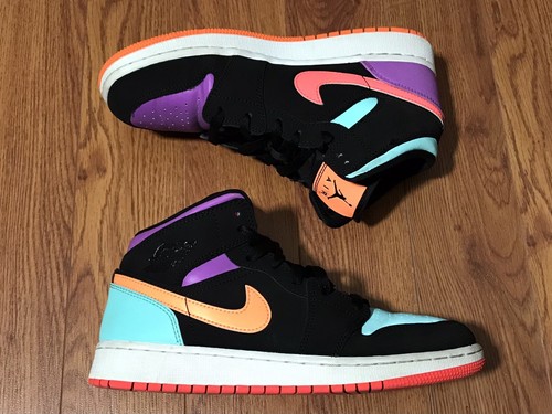 2019 Nike Air Jordan 1 Mid Multi Color (GS) scarpe da basket 554725 083 taglia 6 5 anni