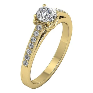 VS F 0.80 Ct Lab Grown Diamond Unique Solitaire Anniversary Ring 14K Yellow Gold - Picture 1 of 8