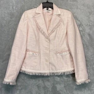 Blazer donna vintage Vanity Fair tessuto tweed rosa pastello cipria taglia 6P - Foto 1 di 9