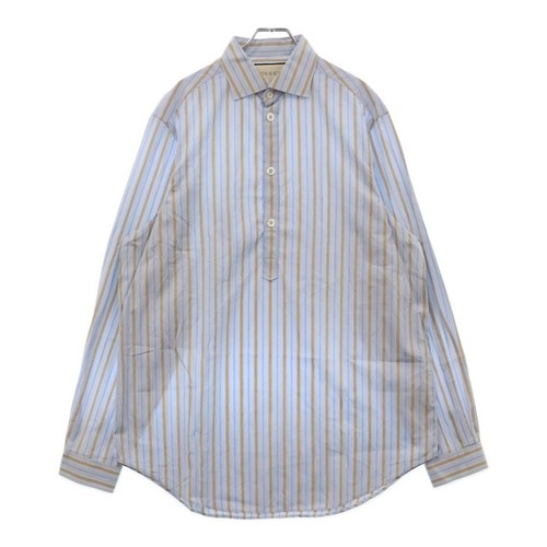 Gucci camicia abito a righe fantasia intera manica lunga mezzo bottone blu marrone usata c