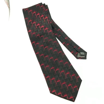 "Valerio Garati 100 % seda raro rojo rubí y negro tablero de ajedrez triángulos 59x3,75""" Foto 1 de 4