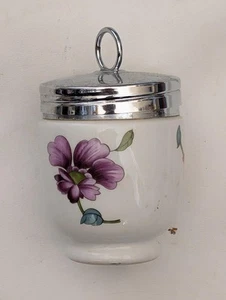 Royal Worchester Egg Coddler with Orange and Purple flowers - Bild 1 von 3