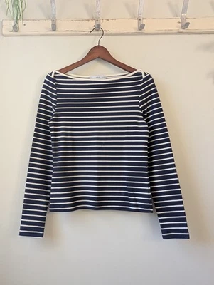 Mango Black And White Striped Boat Neck Top SIZE S - Image 1 of 4
