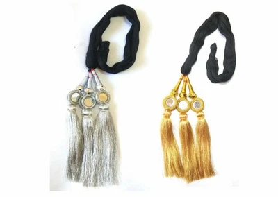 Extensiones de cabello Paranda Parandi Choti borlas trenzadas - plateadas y doradas Foto 1 de 2