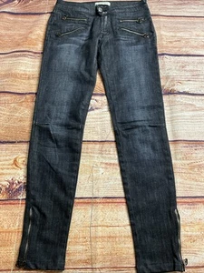 PIERRE BALMAIN Moto Low Rise Skinny Jeans in Black Size 27 41 - Picture 1 of 17