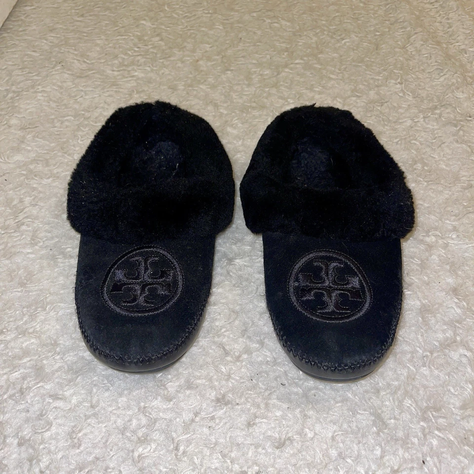 Zapatillas Tory Burch Coley 2 Mules Slides Negro Shearling 8 Foto 1 de 3