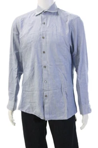 Ermenegildo Zegna Mens Dress Shirt Light Blue Point Collar Button-Up Size M - Picture 1 of 6